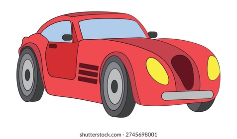 Red car isolated on white background