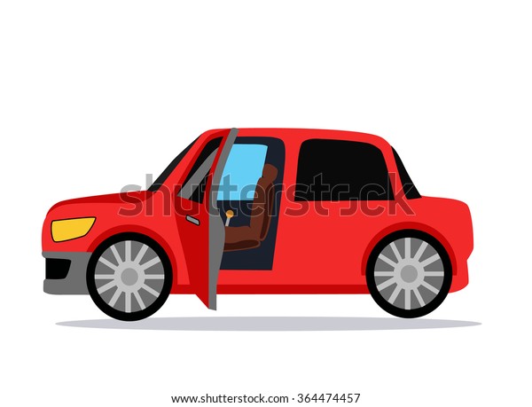 Red car\
isolated on white. Fashionable automobile. Luxury family vehicle.\
Rally concept. Vector\
illustration