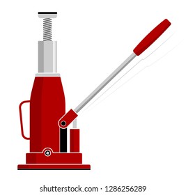 Red car jack isolated on white. Vector Illustration