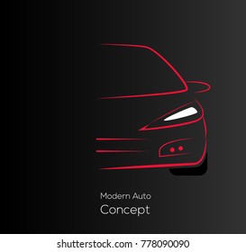 Red car lines symbol,modern sport car icon or logo design