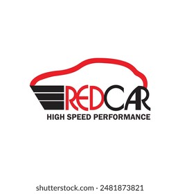 Red car logo design with typography and icon.