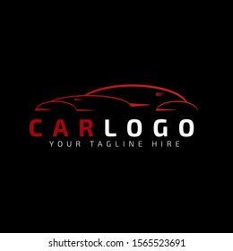 Red Car Logo Template Black Background Stock Vector (Royalty Free ...