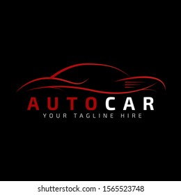 Red Car Logo Template Black Background Stock Vector (Royalty Free ...