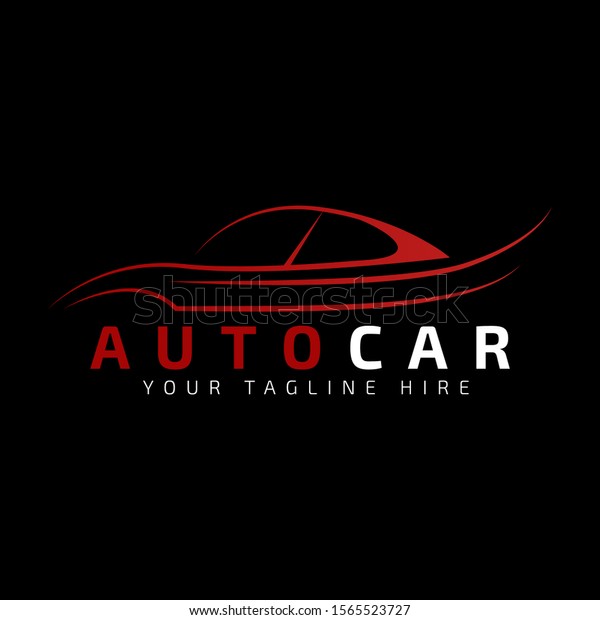 Red Car Logo Template Black Background Stock Vector (royalty Free 