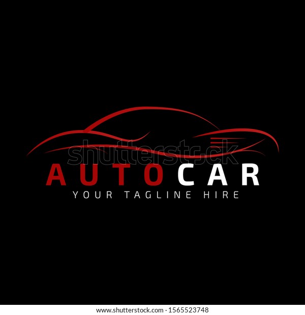 Red Car Logo Template Black Background Stock Vector (Royalty Free ...