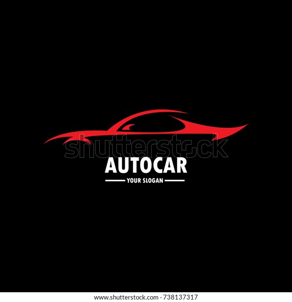 red Car Logo\
Template with Black Backround. Abstract Car silhouette for\
Automotive Company logo. Vector\
Eps.10