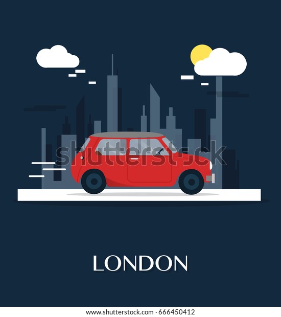 The red car\
at London museum illustration\
design