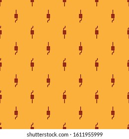 Red Car muffler icon isolated seamless pattern on brown background. Exhaust pipe.  Vector Illustration