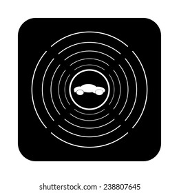 red car on a black background with white circles, vector, EPS 10