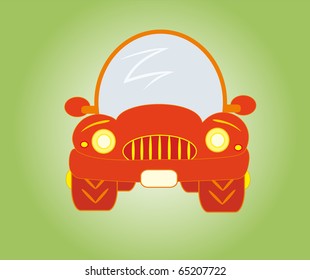 Red car on green background