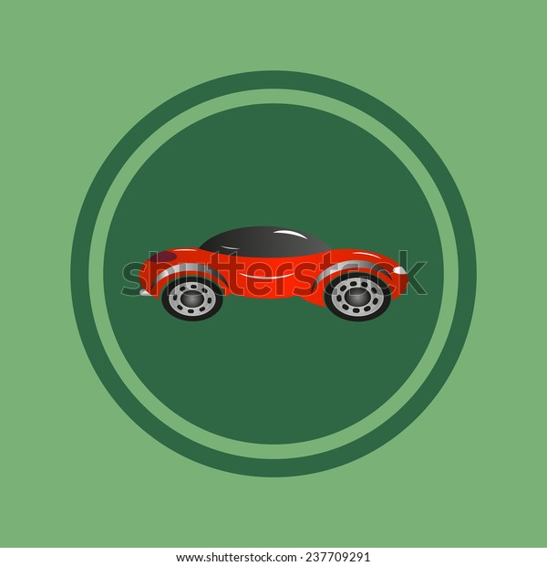 red car on green\
background, vector, 10 EPS