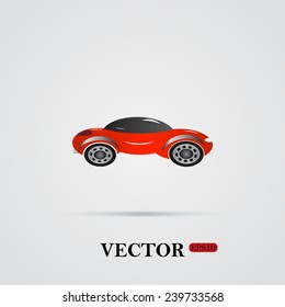 red car   on a light background with shadow, vector, EPS 10