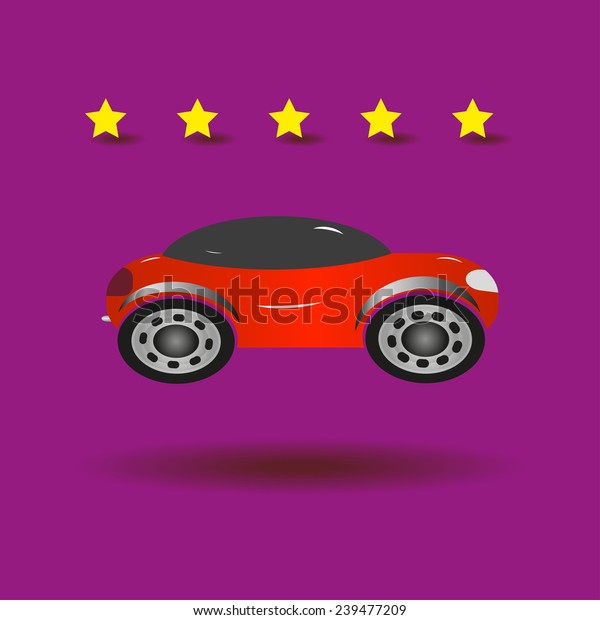 Red car on a purple background with shadow, vector,\
EPS 10