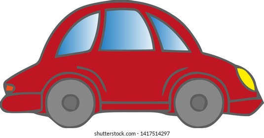 A red car on a white background. Vector illustration.