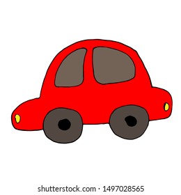 Red car on white background. Ready-made illustrations for posters, stickers, Souvenirs, notebooks, calendars, invitations, design.
Hand-drawn.Cartoon style. Vector