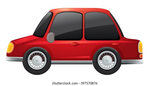 Coche rojo en ilustración de fondo blanco