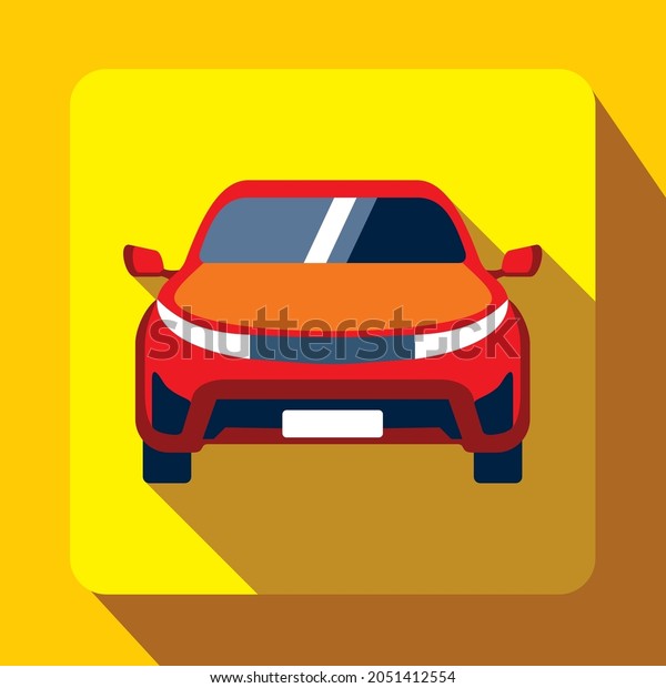 A red car on a yellow\
background.
