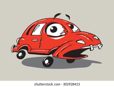 The red car opened her mouth startled looks on the incident