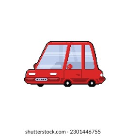 red car in pixel art style