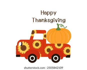 Red car, pumpkin and hand written fonts icon sign isolated on white background vector.