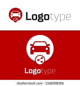 Red Car sharing icon isolated on white background. Carsharing sign. Transport renting service concept. Logo design template element. Vector Illustration