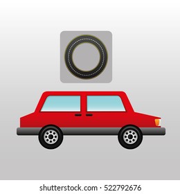 red car side circle road way design vector illustration eps 10