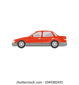 Red car, side view vector Illustration on a white background