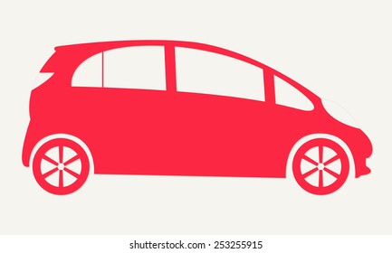 Red car silhouette icon isolated on white background. Vector illustration.