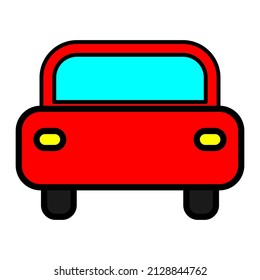 Red car silhouette. Kid graphic. Vector illustration. 