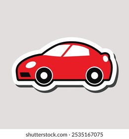 Red car sticker vector illustration with cartoon and line art design, perfect for printables.






