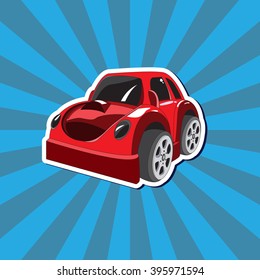 The red car in the style of comics.