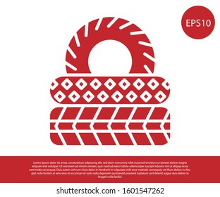 Red Car tire icon isolated on white background.  Vector Illustration