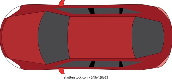 red car top view sedan