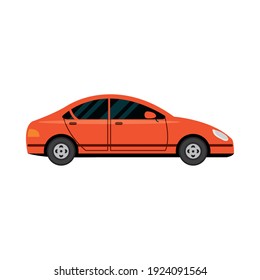 red car transport vehicle side view, car icon vector illustration