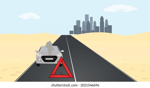 Triángulo rojo del coche. ilustración vectorial