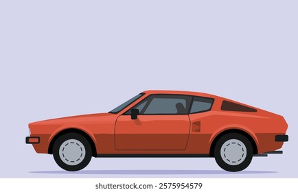 Red car with two visible wheels and lights, modern car design vector illustration for new model red car with lights and wheels of jeep cars illustration.