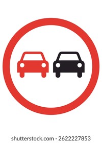 The red car usually symbolizes the overtaking vehicle, which is not allowed to pass the black car.