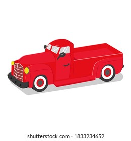 Red car. Vector cartoon illustration. Isolated object on white. Flat design.