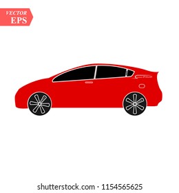 Red Car vector icon. Isolated simple front car logo illustration. Sign eps10