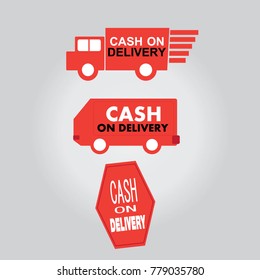 red car vector icon and tag vector icon for cash on delivery tranport