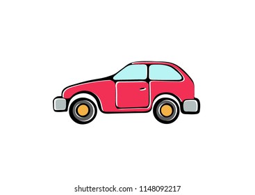 Red car. 
Vector illustration of a cartoon style.