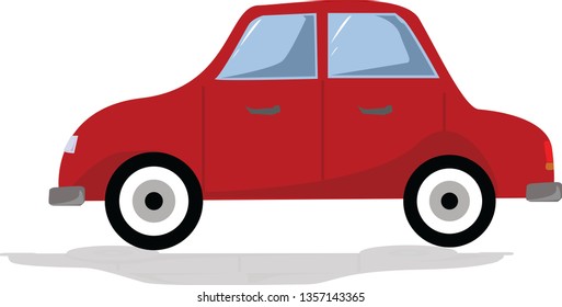 Red car vector illustration in cartoon style