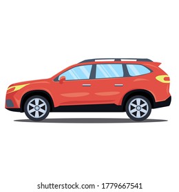 Red Car vector illustration front view. Flat design illustration
