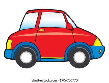 ilustración del vector del coche rojo,
aislado en fondo blanco.Vista superior