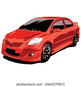 Red Car Vector Illustration Isolated White Background