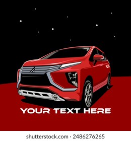 Red car vector illustration semi detail