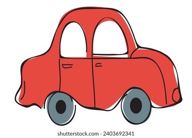 Red car vector image. Beautiful car, red car, vector car image.