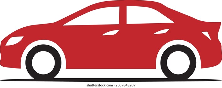 A red car vector image designed for multipurpose use. Its sleek, minimalistic design makes it versatile for various applications, including logos, icons, and t-shirt designs