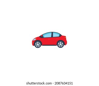 Rotes Auto, Vektorsymbol einzeln. Emoji-Illustration. Vektor Emoticon des Fahrzeugs