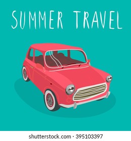 Red car vector isolated. Summer travel